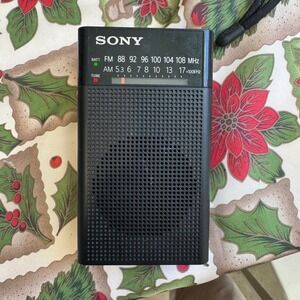 Sony ICF P26 FM AM Radio Portable Pocket Retro Mini Black, Tested. *READ*
